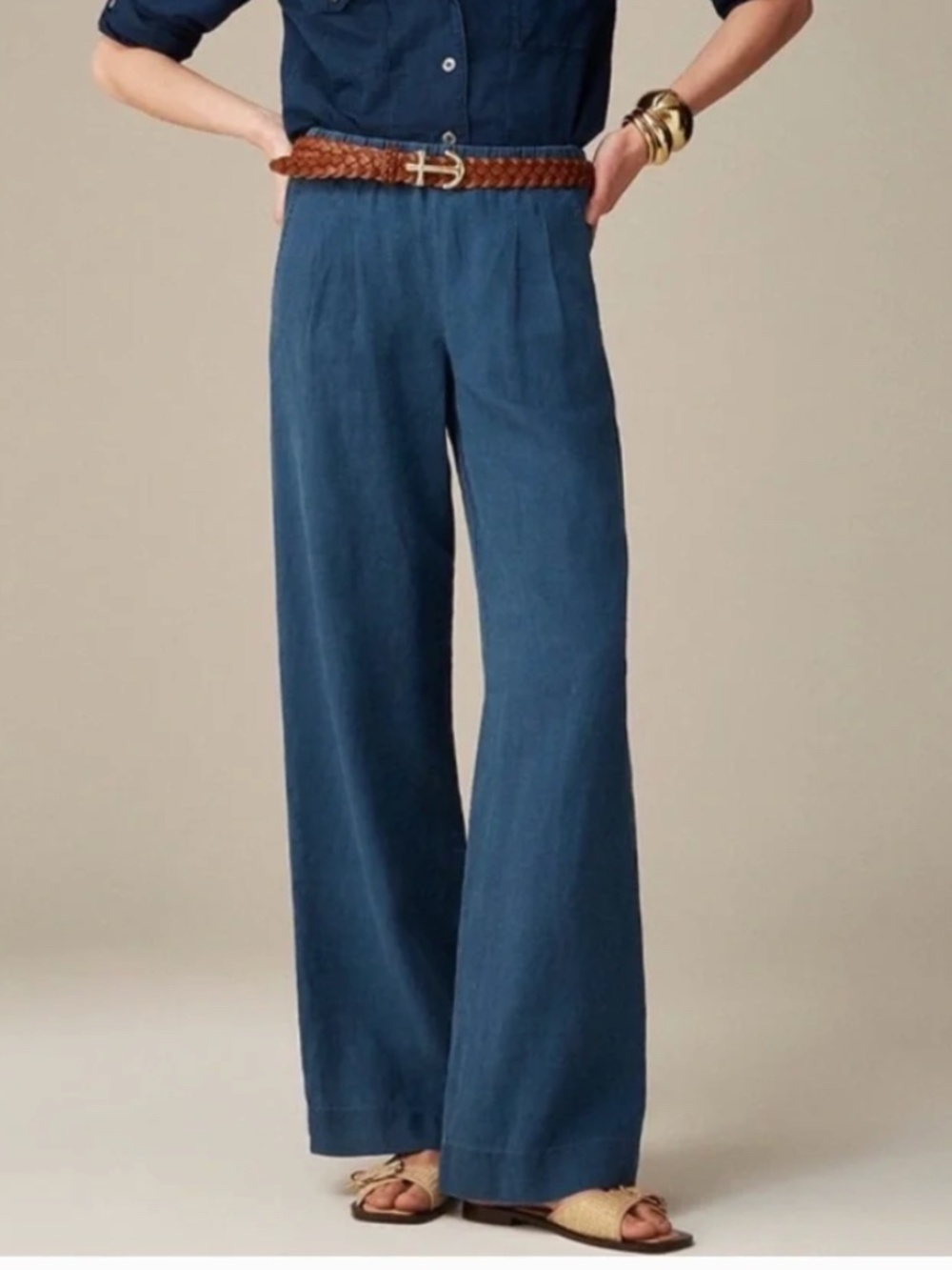 J. Crew Wide Leg Pants in Denim Blue